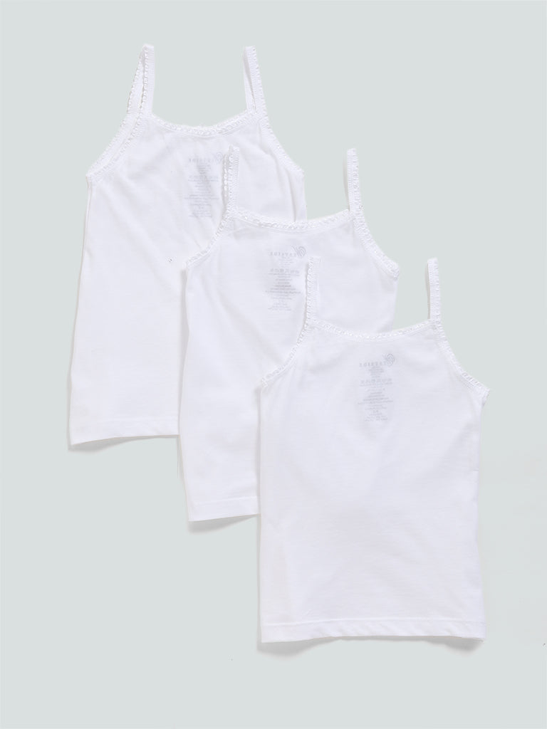HOP Solid White Camisoles Set - Pack of 3