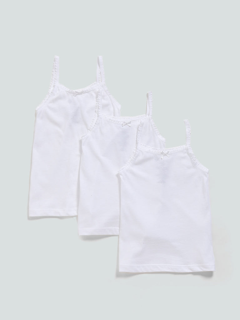 HOP Solid White Camisoles Set - Pack of 3