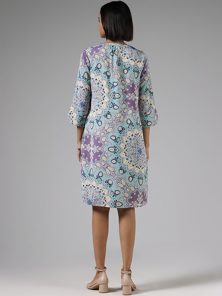 Wardrobe Lavender Motif Printed Dress