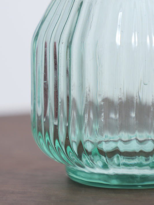 Westside Home Glass Ribbed Tea Light Small Candle Holder- Pack of 2