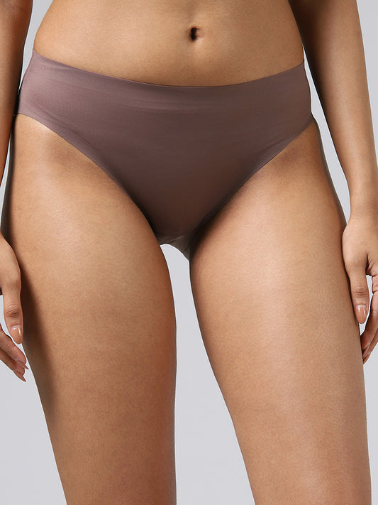 Wunderlove Solid Brown Seamless High-Leg Brief