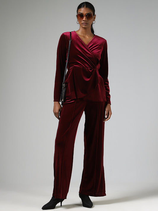 Wardrobe Burgundy Velvet Top