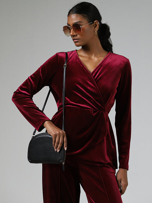 Wardrobe Burgundy Velvet Top