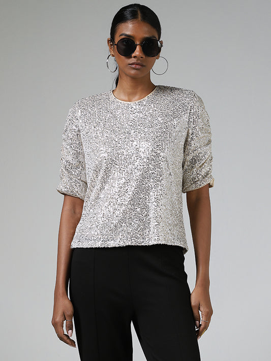 Wardrobe Champagne Sequin Top