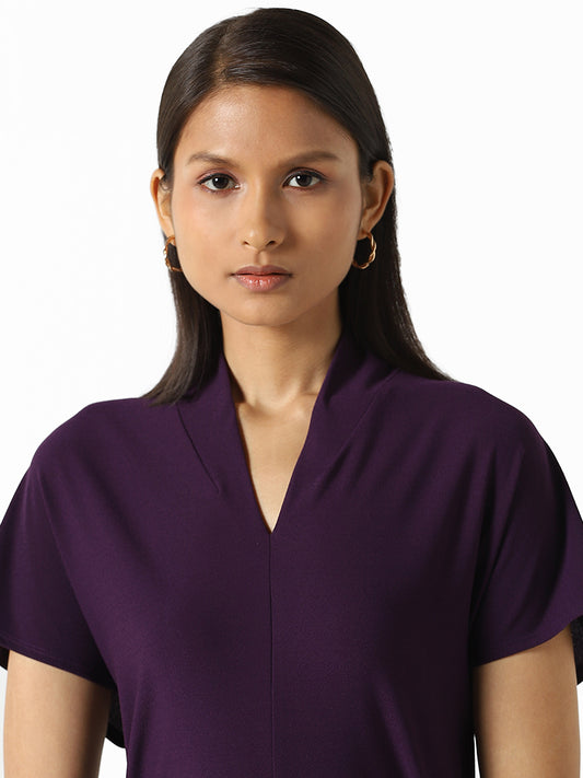 Wardrobe Solid Dark Purple Semi Formal Top