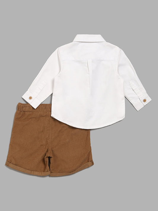 HOP Baby Plain White Shirt with Shorts Set