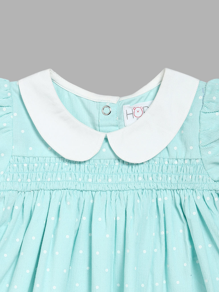 HOP Baby Polka Dots Light Blue Gathered Dress