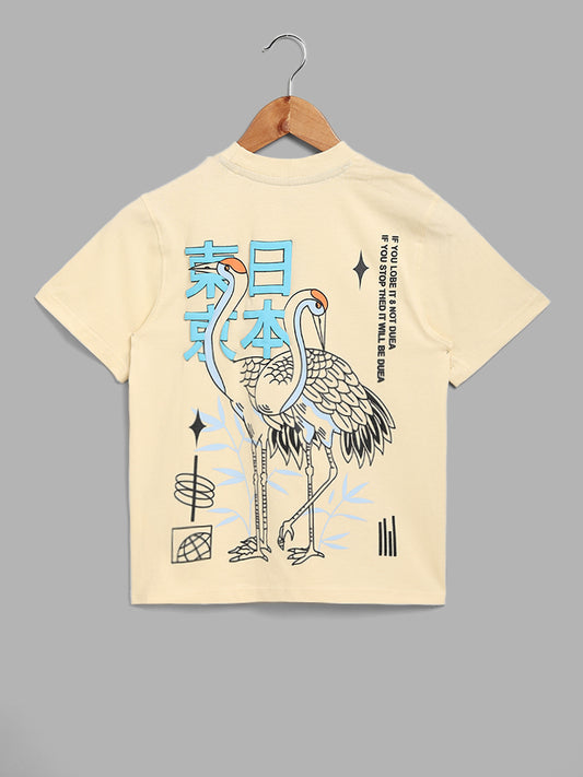 Y&F Kids Seoul Printed Cream T-Shirt