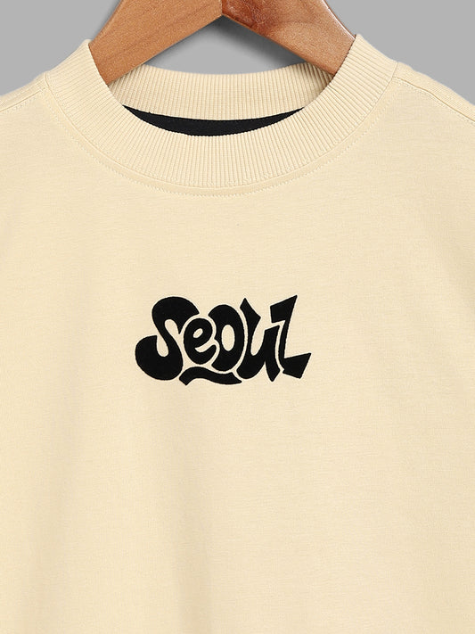 Y&F Kids Seoul Printed Cream T-Shirt