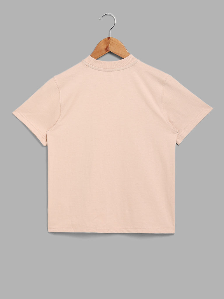 Y&F Kids Graphic Printed Light Orange T-Shirt