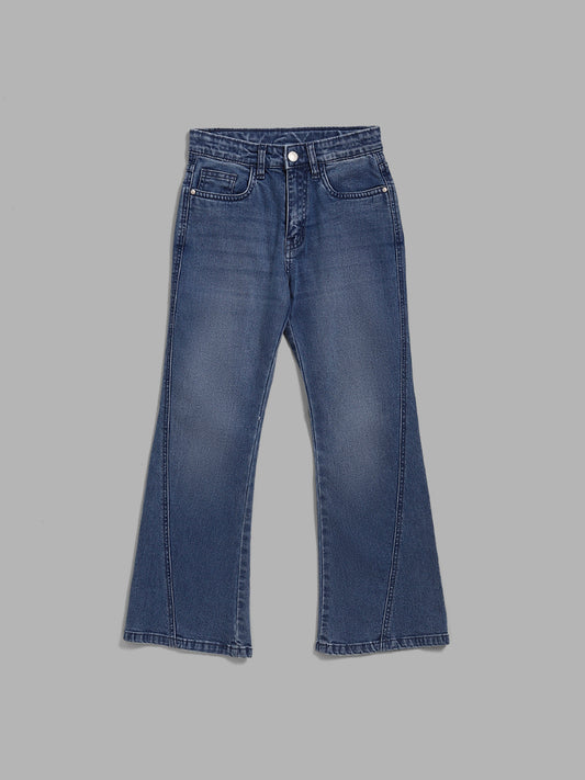 Y&F Kids Dark Blue Relaxed - Fit Mid Rise Jeans
