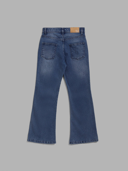 Y&F Kids Dark Blue Relaxed - Fit Mid - Rise Jeans