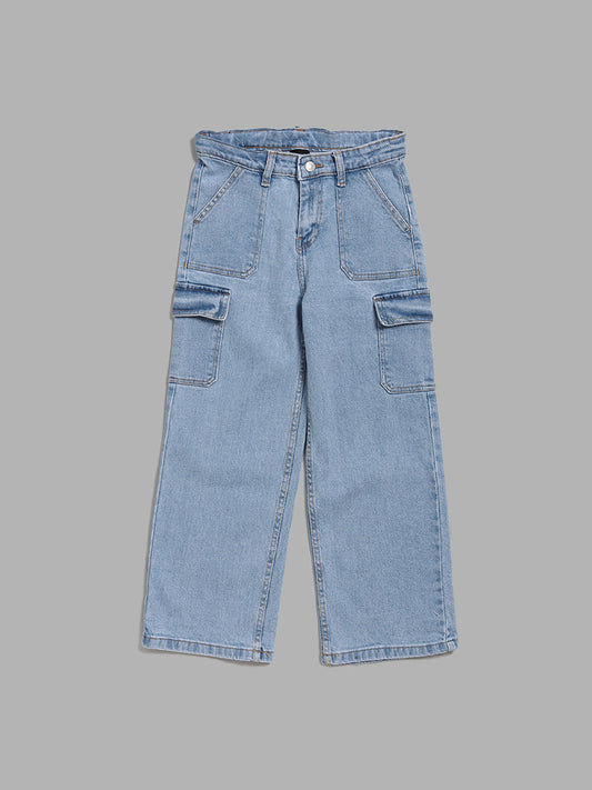Y&F Kids Blue Relaxed - Fit High - Rise Jeans