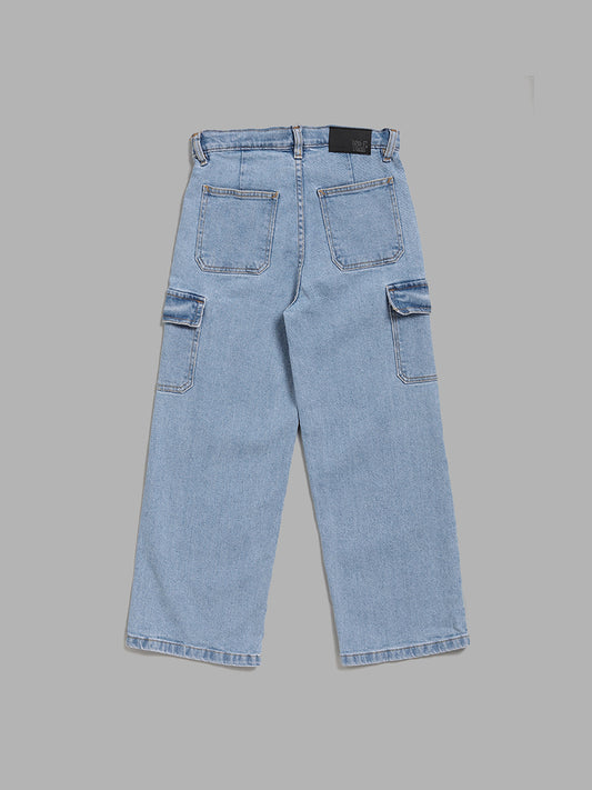 Y&F Kids Blue Relaxed - Fit High - Rise Jeans