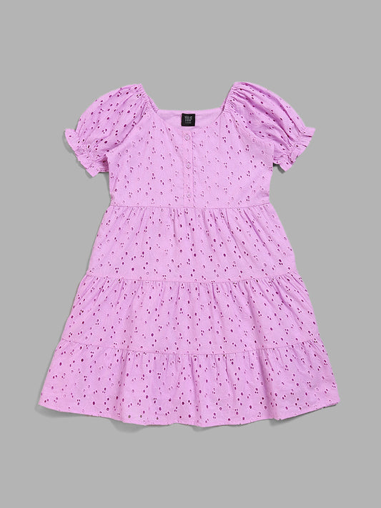 Y&F Kids Lavender Schiffli Tiered Dress