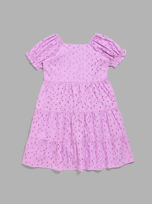 Y&F Kids Lavender Schiffli Tiered Dress