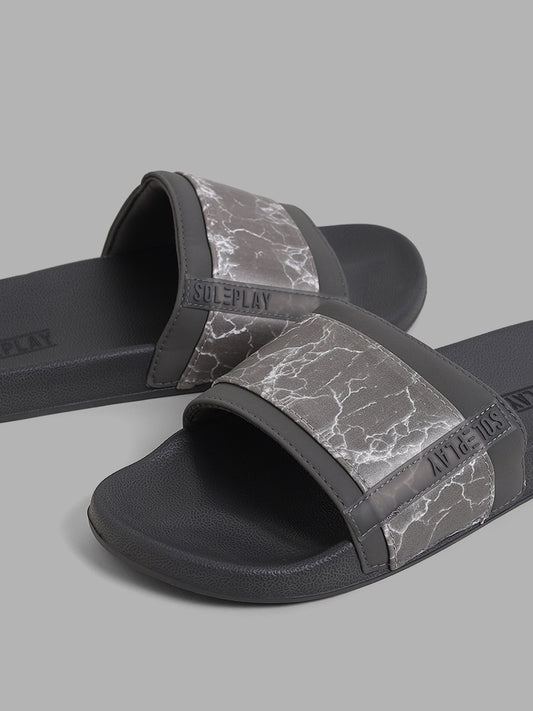 SOLEPLAY Grey Marble Effect Slides