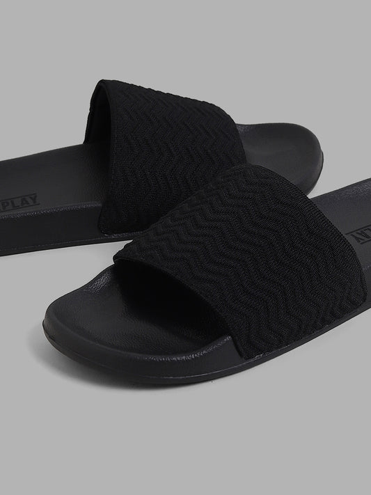 SOLEPLAY Black Knitted Slides