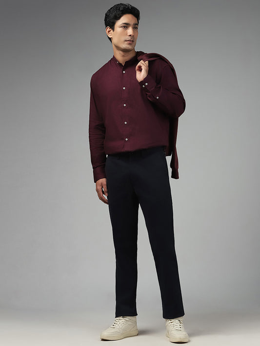 Ascot Solid Wine Relaxed Fit Shirt