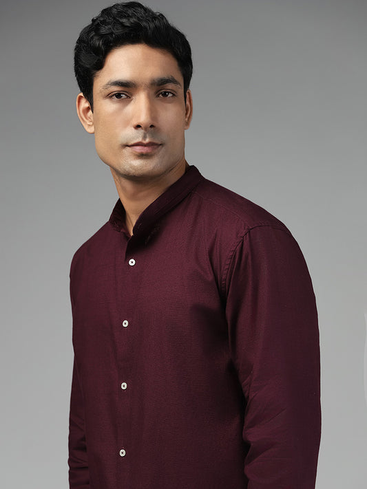 Ascot Solid Wine Relaxed Fit Shirt