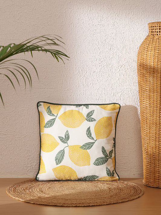 Westside Home Yellow Lemon Printed Cushion Cover