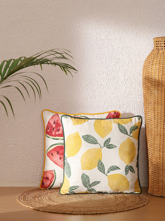 Westside Home Yellow Lemon Printed Cushion Cover