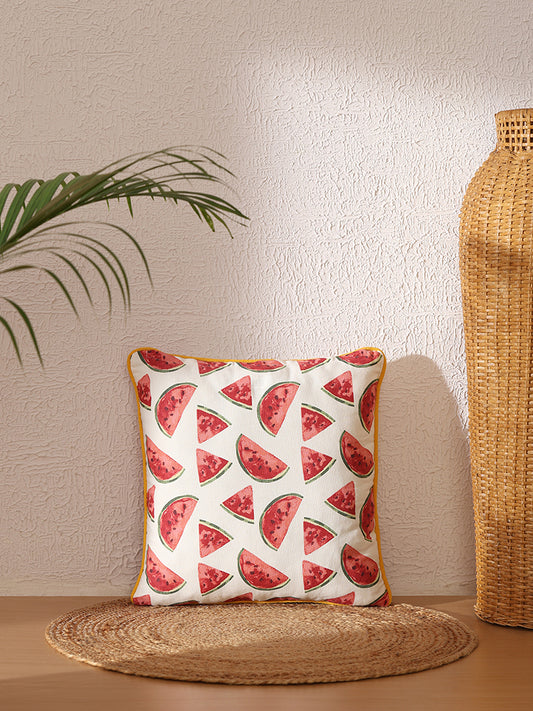Westside Home Red Melon Printed Cushion Cover