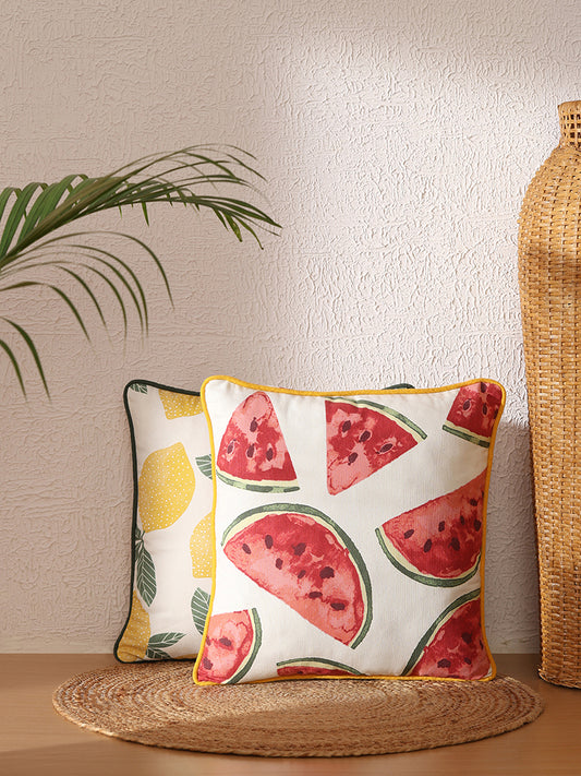 Westside Home Red Melon Printed Cushion Cover