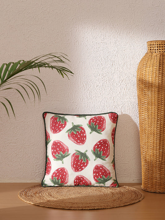 Westside Home Red Strawberry Printed Cushion Cover