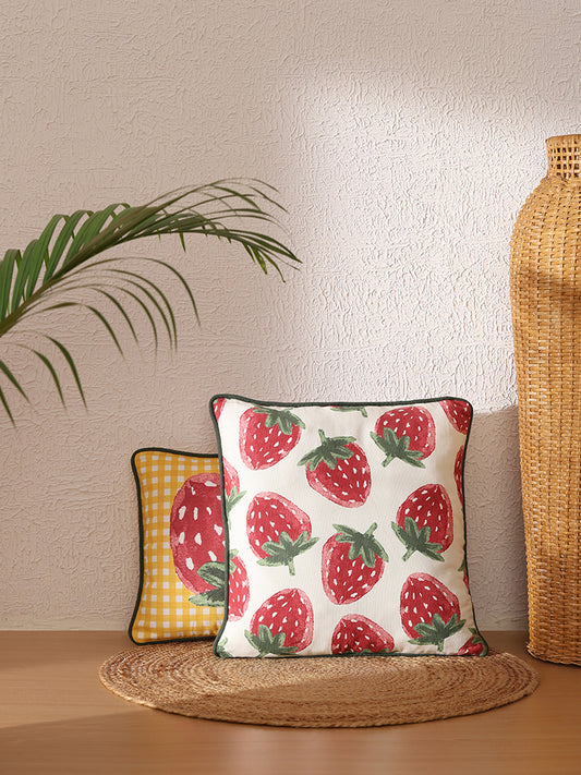 Westside Home Red Strawberry Printed Cushion Cover