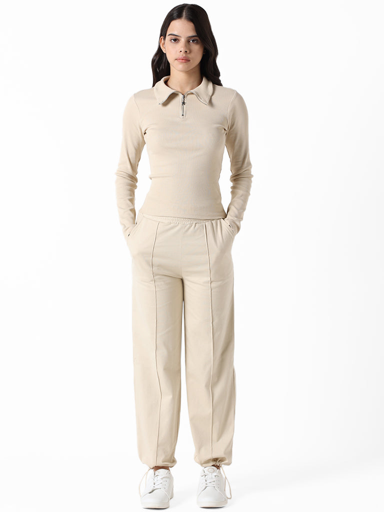 Studiofit Beige Relaxed Fit Joggers