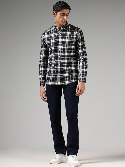 WES Casuals Black Lindsay Checked Slim Fit Shirt