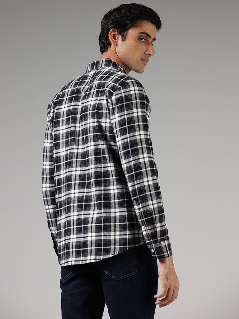 WES Casuals Black Lindsay Checked Slim Fit Shirt