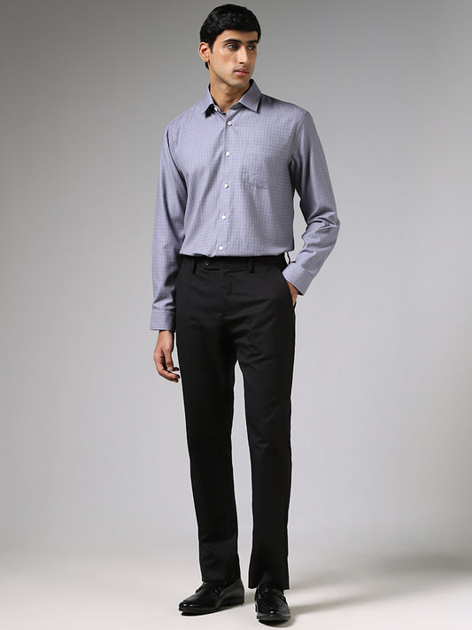 WES Formals Grey Graph Checked Relaxed Fit Shirt