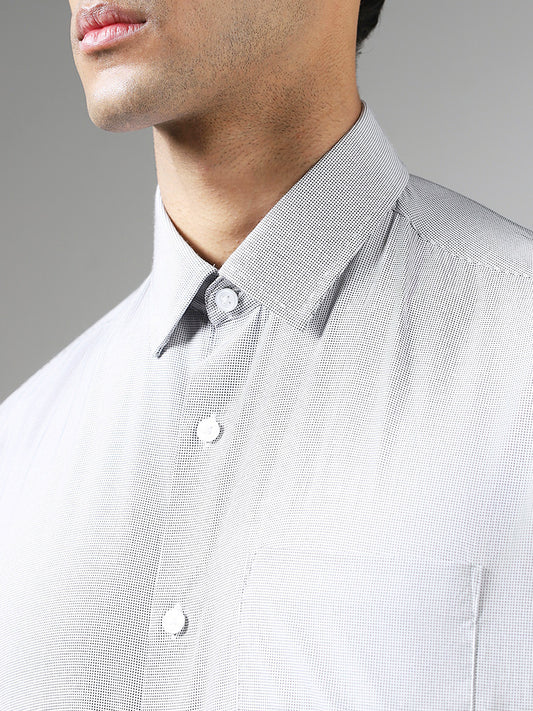 WES Formals Light Grey Relaxed Fit Dobby Shirt