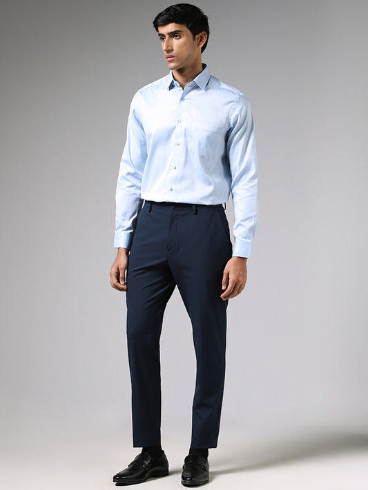 WES Formals Light Blue Slim-Fit Shirt