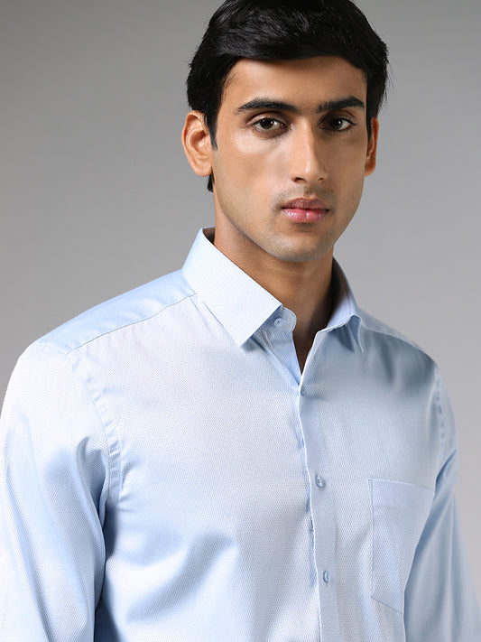 WES Formals Light Blue Slim Fit Shirt