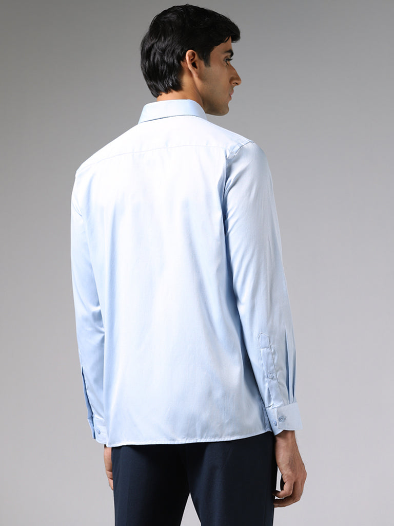WES Formals Light Blue Slim Fit Shirt