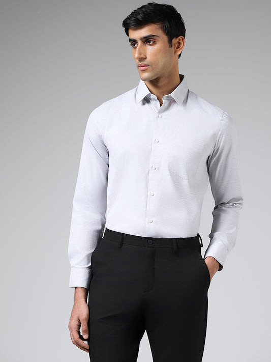 WES Formals Light Grey Slim Fit Dobby Shirt