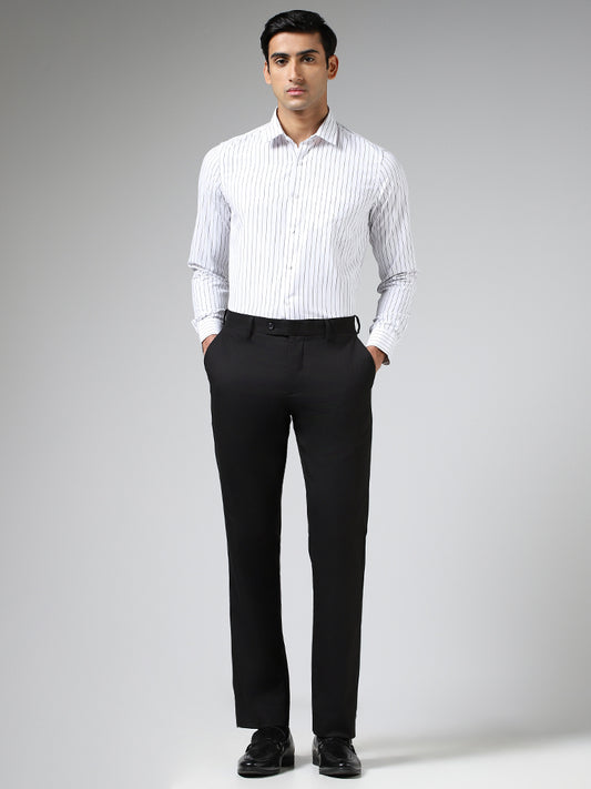 WES Formals White Pinstripe Slim Fit Shirt