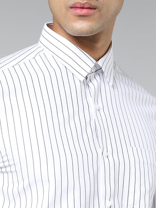 WES Formals White Pinstripe Slim Fit Shirt