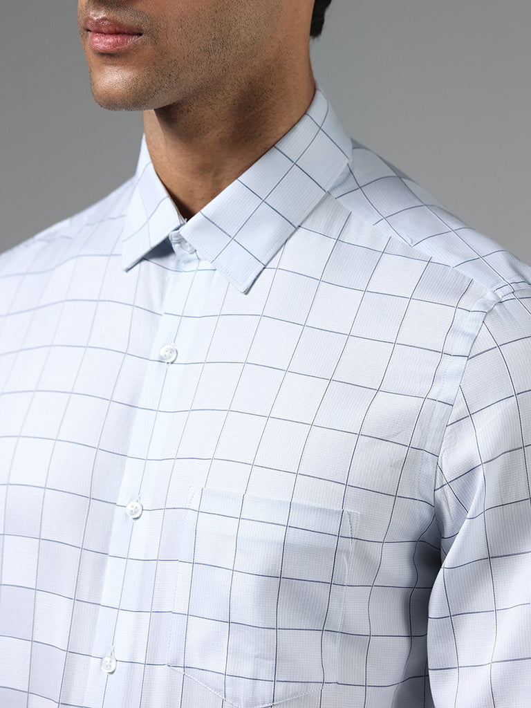 WES Formals White Windowpane Checked Slim Fit Shirt