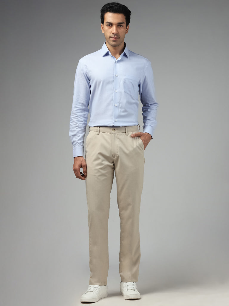 WES Formals Dobby Light Blue Relaxed Fit Shirt