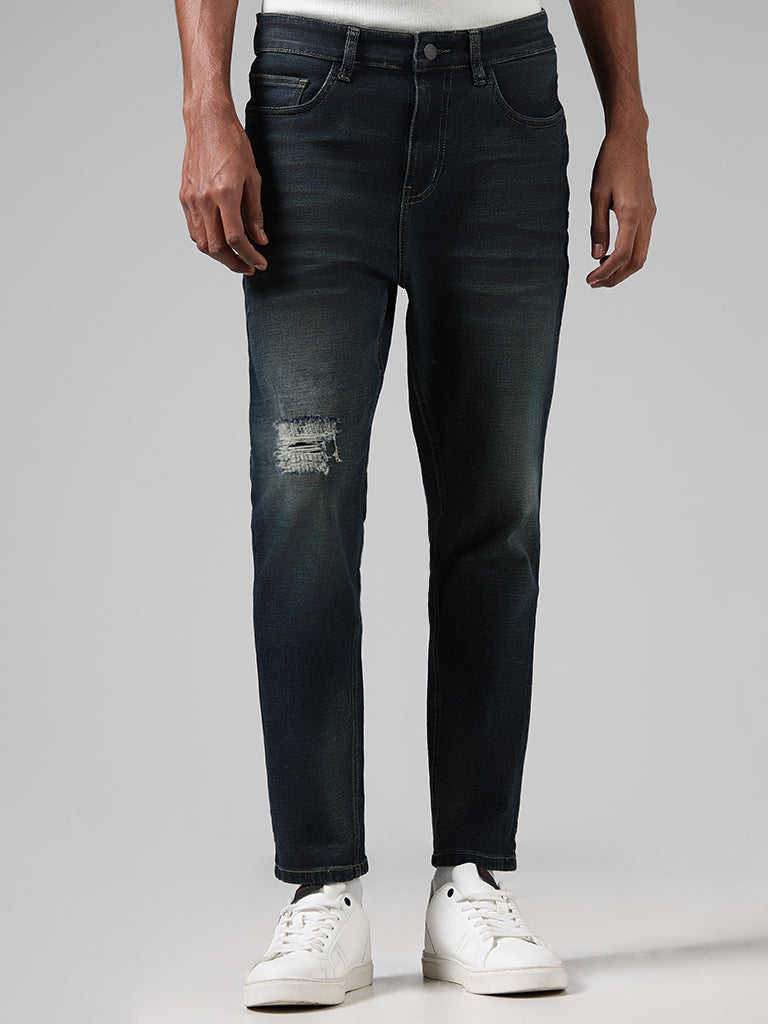 Nuon Dark Blue Vintage Wash Rodeo Slim Fit Denim Jeans
