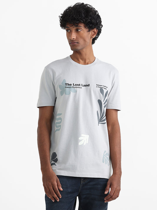Nuon Grey Printed Slim Fit T-Shirt