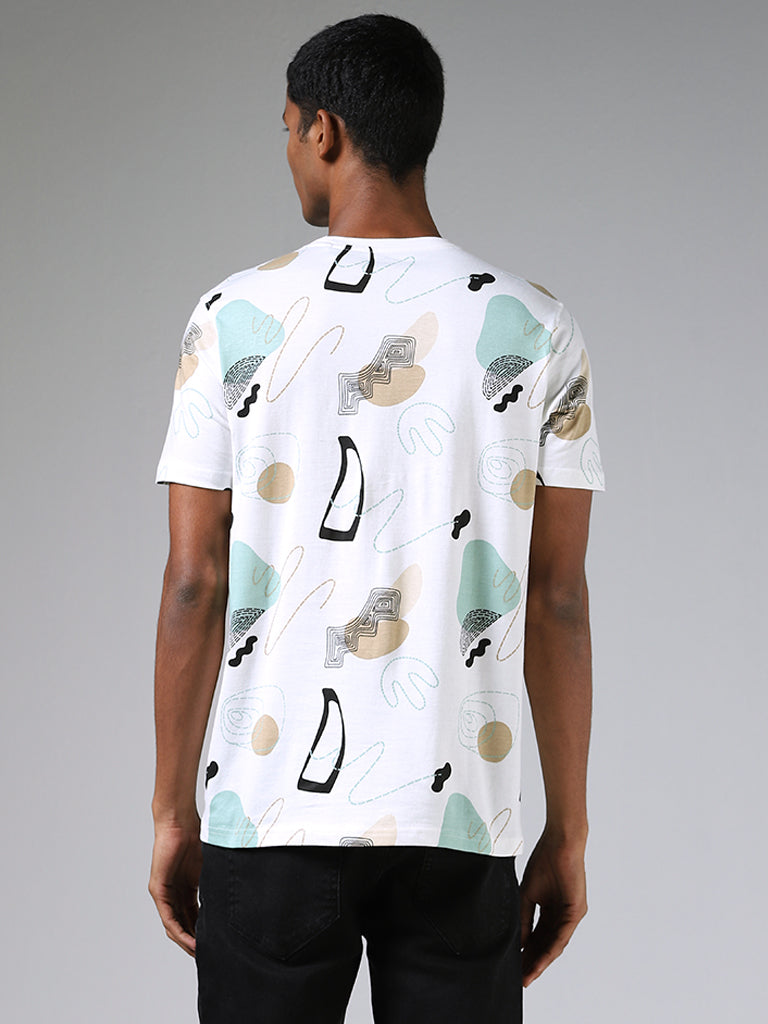 Nuon Abstract Printed White T-Shirt