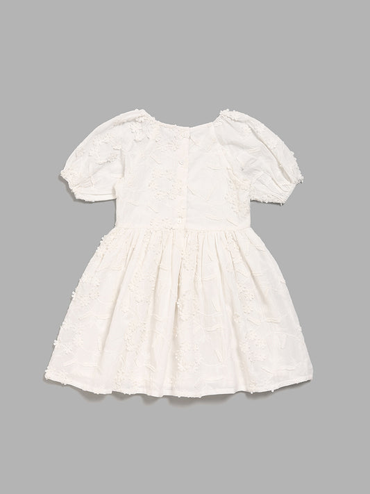 HOP Kids Floral Sequence Off White Dress