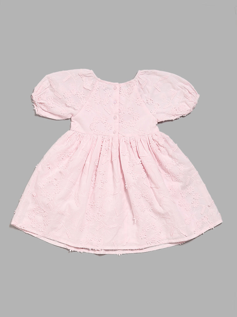 HOP Kids Pink Floral Embroidered Dress