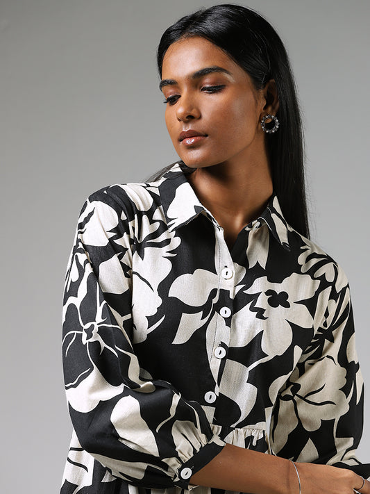 Utsa Floral Printed Tiered Dress