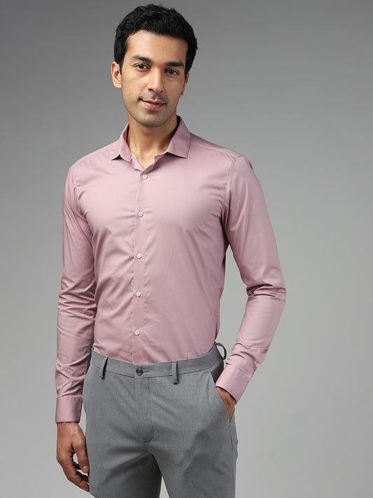 WES Formals Solid Ultra Slim Dusty Pink Shirt